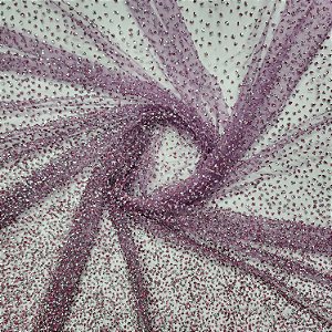 Tule Diamante Quebrado 22609 - Rosa Chiclete/Prata