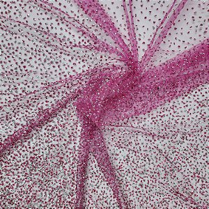 Tule Diamante Quebrado 22609 - Pink /Prata