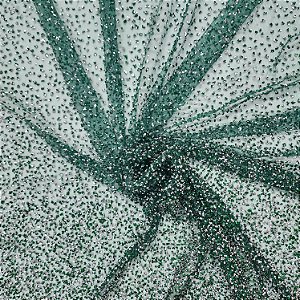 Tule Diamante Quebrado 22609 - Verde Esmeralda/Prata