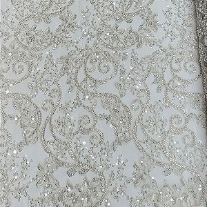 Renda c/ Pedrarias GW-2582 Off white c/ prata