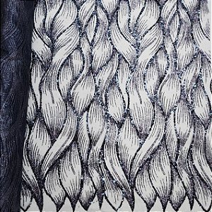 Tule Boreal c/ paetê P228 Azul Marinho