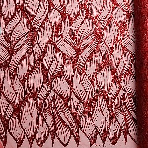 Tule Boreal c/ paetê P228 Vermelho