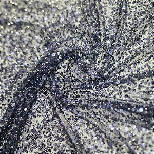 Tule Diamante Quebrado c/ Paetê 7915 Azul Marinho