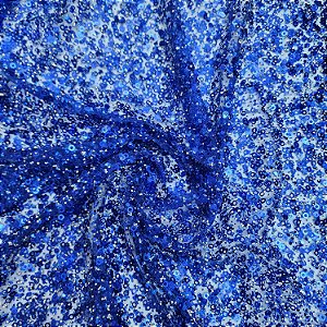 Tule Diamante Quebrado c/ Paetê 7915 Azul Royal