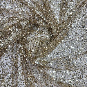 Tule Diamante Quebrado c/ Paetê 7915 Dourado