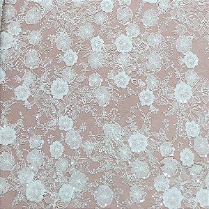 Renda chantilly c/ pedraria 3D 73382 Off White