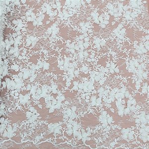 Renda chantilly c/ pedraria 3D 98969 Off White