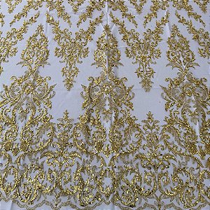Tule c/ paetê P229 Dourado