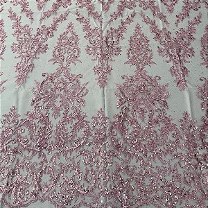 Tule c/ paetê P229 Rosa BB