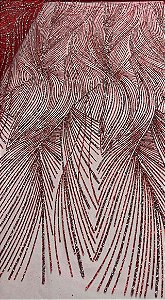 Tule Diamante Quebrado Des. LYD 090 Vermelho