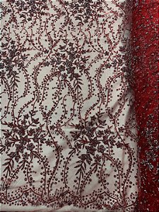 Tule Diamante Quebrado Des 2116 Vermelho