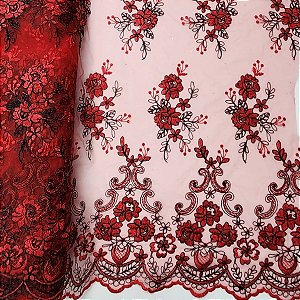 Renda 3949 Cord Metalic Des 50 Vermelho/Preto