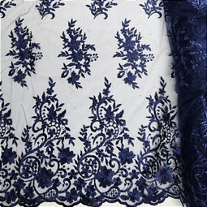 Renda fio de seda F 21 2877 1 Azul Marinho