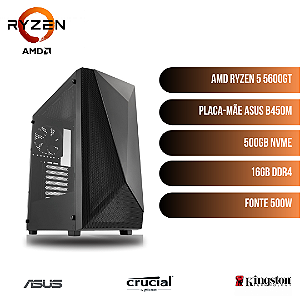 COMPUTADOR GAMER VÍDEO INTEGRADO AMD RYZEN 5 5600GT / 16GB / NVME 500GB / ASUS B450M / FONTE 500W