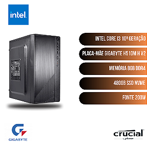 COMPUTADOR OFFICE INTEL CORE i3 10ª GERAÇÃO / 8GB / SSD 480GB
