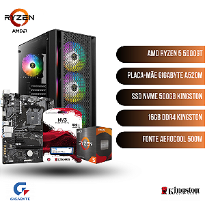 COMPUTADOR GAMER VÍDEO INTEGRADO AMD RYZEN 5 5600GT / 16GB / SSD 500GB / 500W