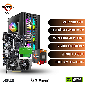COMPUTADOR GAMER AMD RYZEN 5 5500 / RTX 3050 / 16GB / SSD 500GB