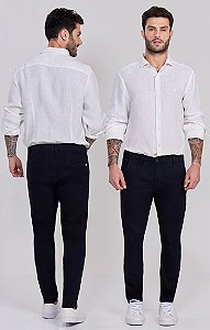 Calça Alfaiataria Slim Fit Marinho Masculina 11502