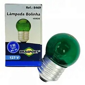 LAMPADA BOLINHA 7W 127V E27 BG35 VERDE BRASFORT