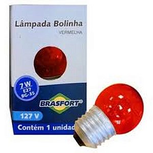 LAMPADA BOLINHA 7W 127V E27 BG35 VERMELHA BRASFORT