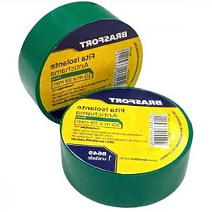 FITA ISOLANTE ANTICHAMA 10 MTS VERDE BRASFORT