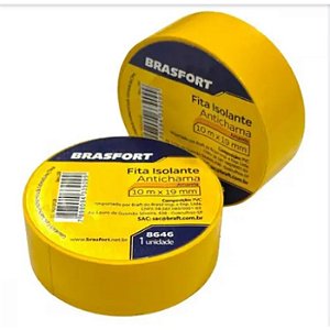 FITA ISOLANTE ANTICHAMA 10 MTS AMARELA BRASFORT