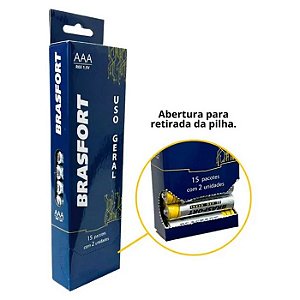 PILHA ALCALINA AAA C/2 TUBO C/15 BRASFORT