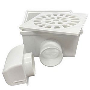 RALO SIFONADO QUADRADO C/ GRELHA 100 x 52 x 40 MM BRANCO REBOUÇAS