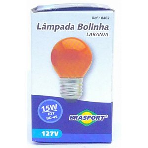 LAMPADA BOLINHA 15W 127V E27 BG35 LARANJA BRASFORT