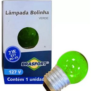 LAMPADA BOLINHA 15W 127V E27 BG35 VERDE BRASFORT