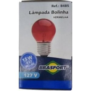 LAMPADA BOLINHA 15W 127V E27 BG35 VERMELHA BRASFORT