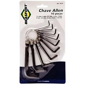 JOGO CHAVE HEXAGONAL/ALLEN C/10 BRASFORT