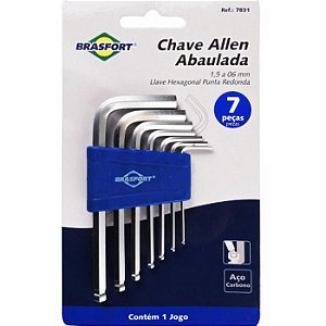 JOGO CHAVE HEXAGONAL ABAULA 1.5 A 6MM C/7PC BRASFORT