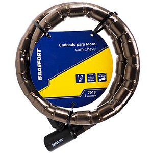 CADEADO P/ MOTO COM CHAVE 22MM X 1,20M BRASFORT