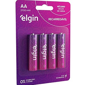 PILHA RECARREGAVEL AA BLISTER C/ 4 2700mah ELGIN