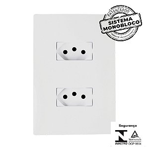 CJ 2 TOMADAS 2P+T 10A 250V SEPARADAS MONOBLOCO STYLUS ILUMI