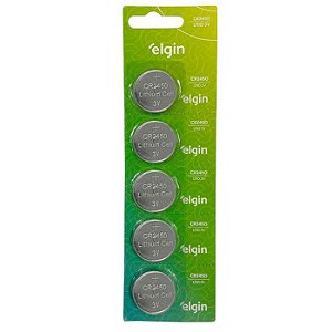 BATERIA LITIO CR2450 BLISTER C/ 5 PECAS ELGIN