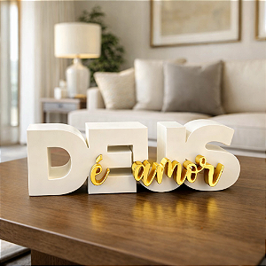 Placa Decorativa Deus é Amor - Minimalista