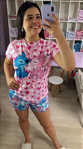 Pijama Tradicional - Manga Curta com Short - Stitch 10 - PIJAMÔ