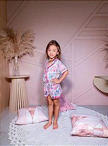 Pijama Americano Infantil - Manga Curta com Short - Margarida 02