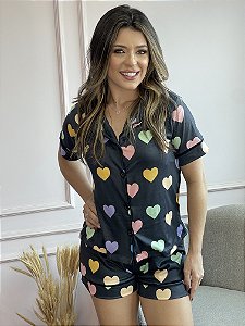 Pijama Americano - Manga Curta com Short - Coração 14 - PIJAMÔ