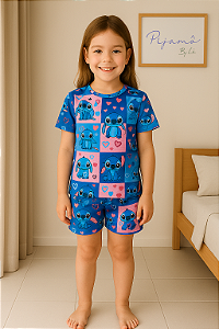 Pijama Tradicional - Manga Curta com Short - Stitch 16 - PIJAMÔ