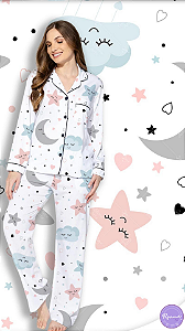 Pijama Americano - Manga Longa com Calça -Nuvem 06 - PIJAMÔ