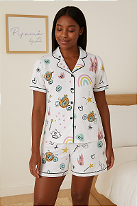 Pijama Americano - Manga Curta com Short - Cinderela 01 - PIJAMÔ