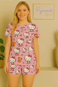 Pijama Tradicional - Manga Curta com Short - Hello Kit 01
