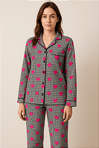 Pijama Americano - Manga Longa com Calça - Coração 33 - PIJAMÔ