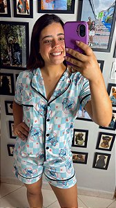 Pijama Americano - Manga Curta com Short - Stitch 17 - PIJAMÔ