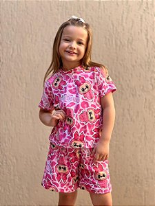 Pijama Tradicional Infantil - Manga Curta com Short - Labubu 01