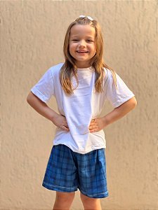 Pijama Tradicional Infantil - Manga Curta com Short - Xadrez 01