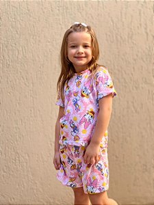 Pijama Tradicional Infantil - Manga Curta com Short - Margarida 04